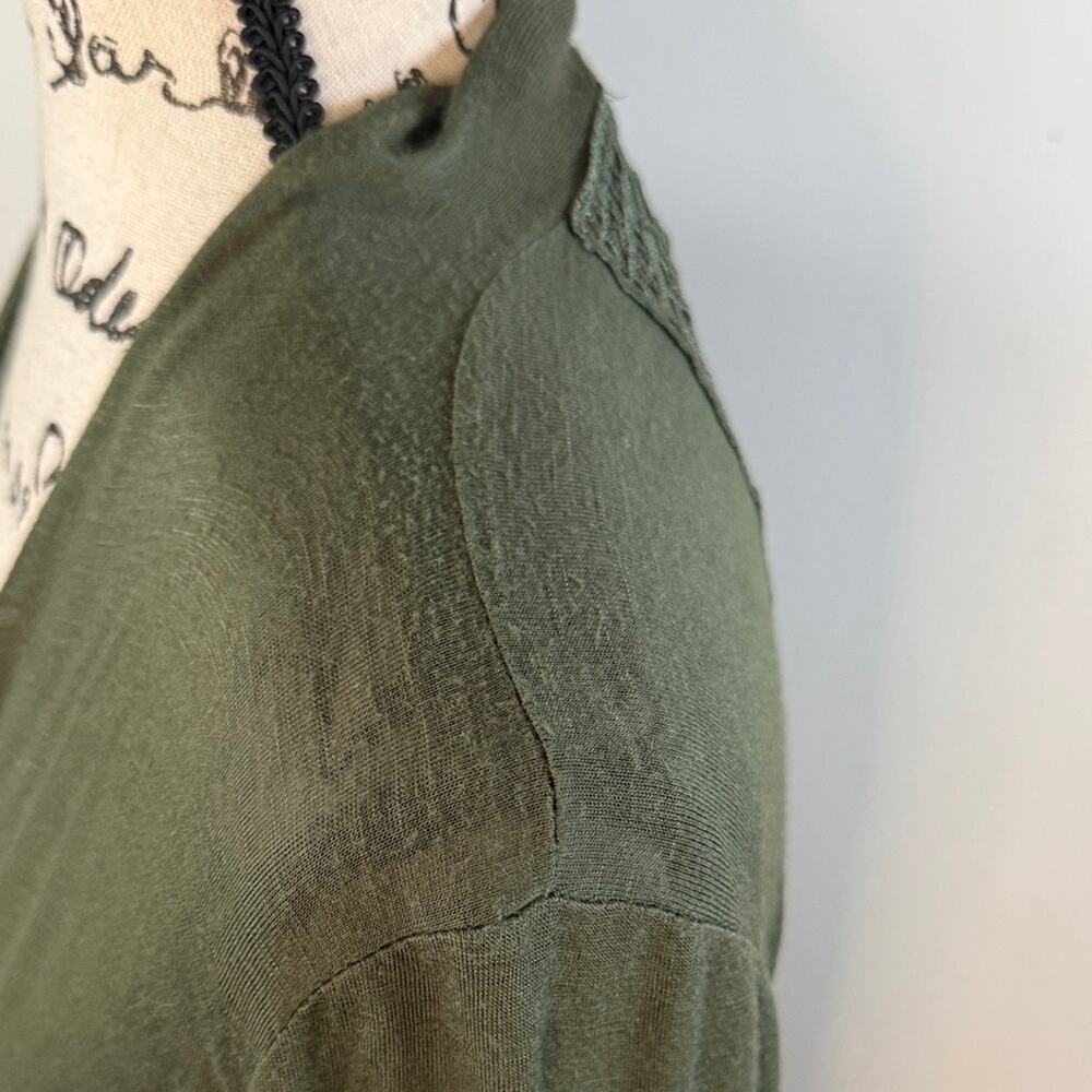 Anthropologie Robin K Olive Green Cardigan  w/ Intricate Back Design size Medium - Picture 6 of 9